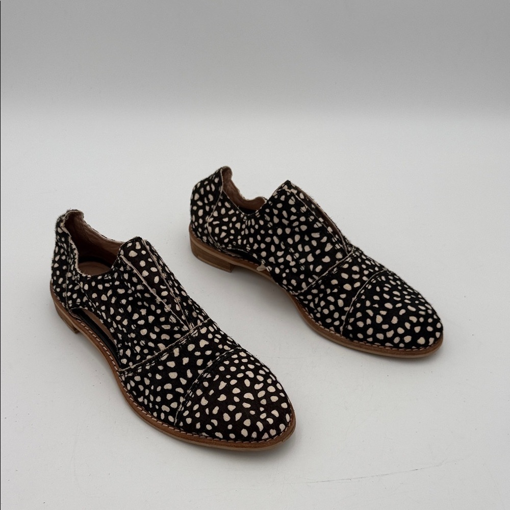 Anthropologie All black Tan brown Leather calf hair bootie shoe women 38 Y2K